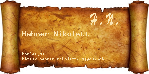 Hahner Nikolett névjegykártya